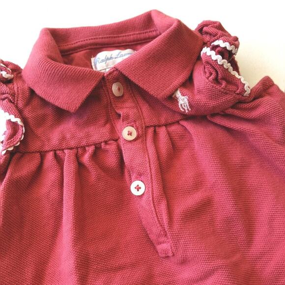 Ralph Lauren Bubble Romper Baby Girls Size 3m Rose Red - Picture 2 of 4